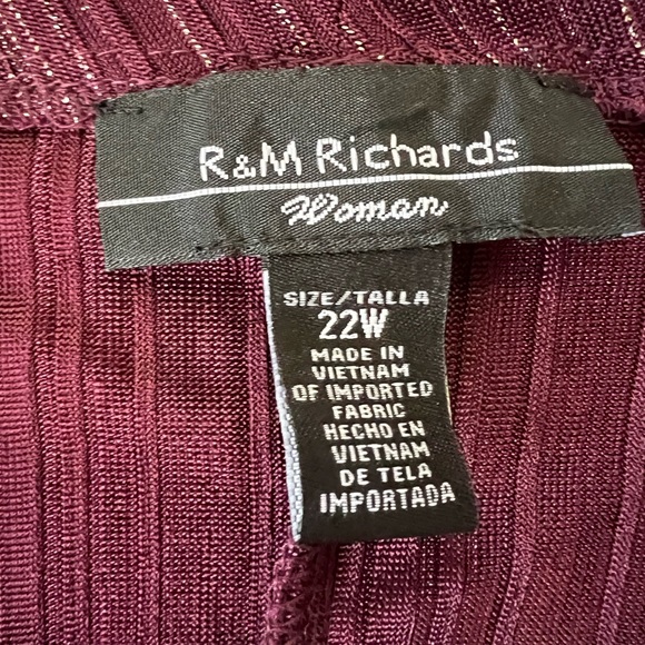 NWT R&M RICHARDS Plus Size 22W Wine Metallic 3pc Fly Away Jacket Pant Suit - Picture 6 of 11